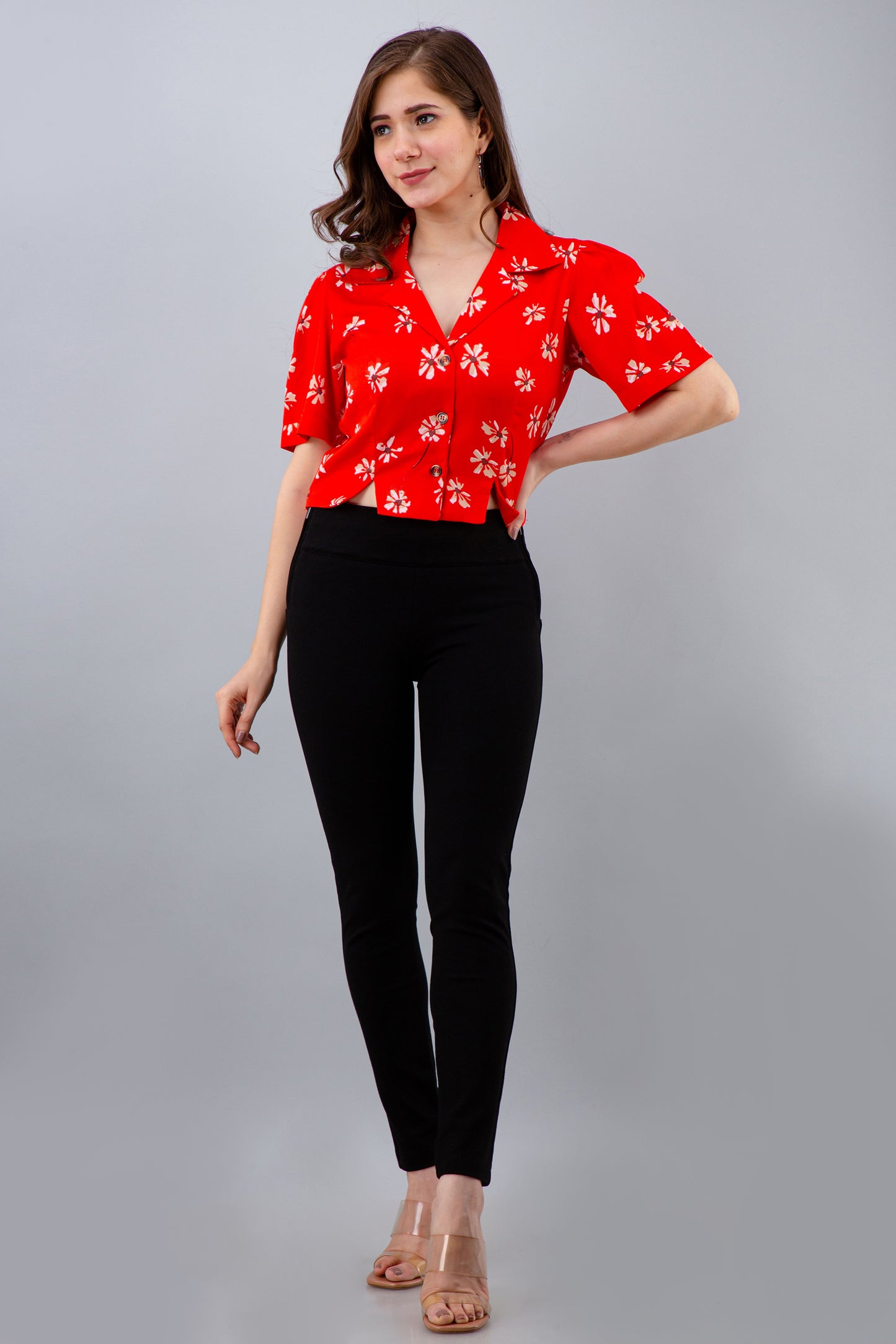 Casual Regular Sleeves Solid Women Red Top