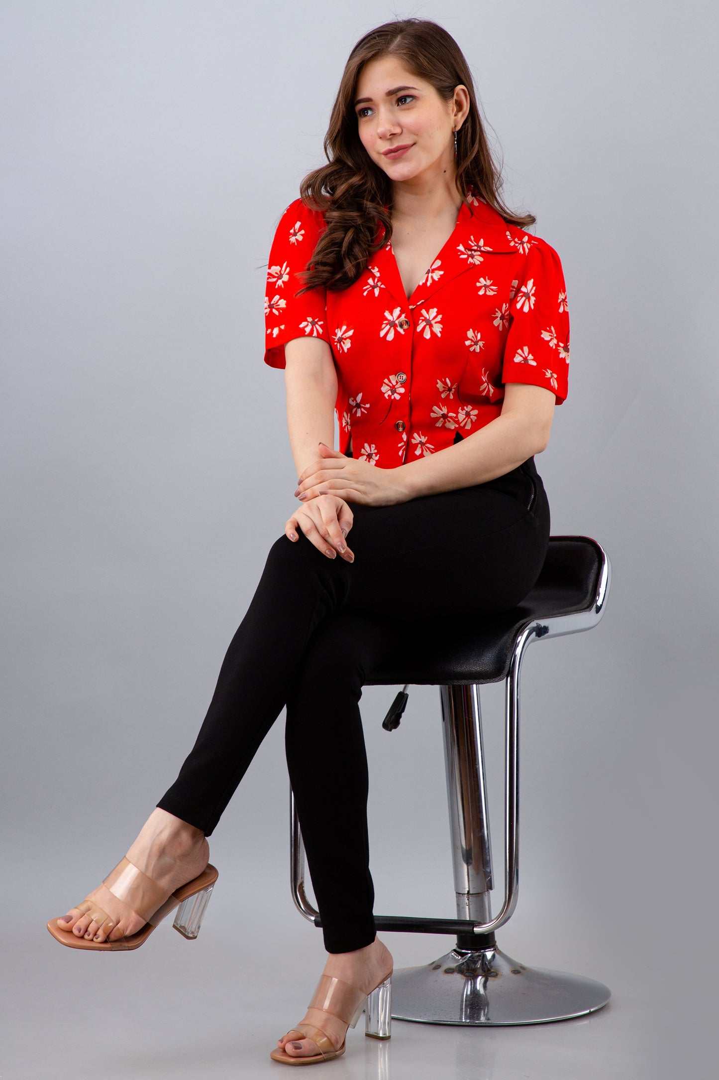 Casual Regular Sleeves Solid Women Red Top