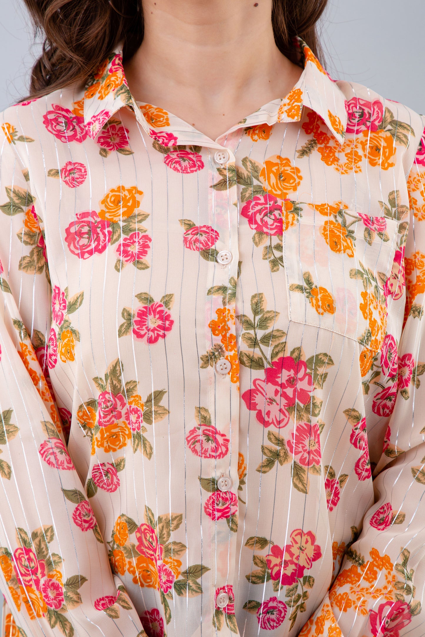 Casual Regular Sleeves Floral Print Women White Top