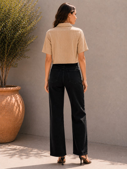Casual Regular Sleeves Solid Women Beige Top